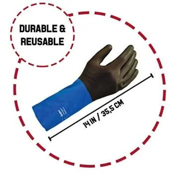 Chemical Resistant Gloves with Anti-Slip Grip - Durable & Reusable