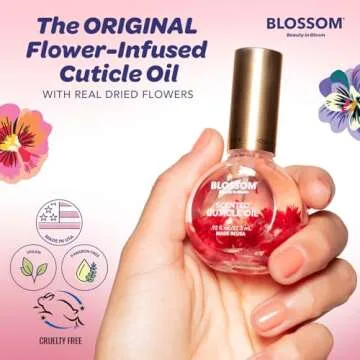 Blossom Cuticle Oil for Nails, Hydrating, Moisturizing, Scented Nail Oil Cuticle Care, Infused with Real Flowers, Made in USA, 0.5 fl. oz, Rose