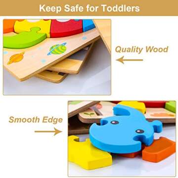 SKYFIELD Wooden Vehicle Toddler Puzzles for 1 2 3 Years Old Boys & Girls, Baby STEM Educational Toy ...