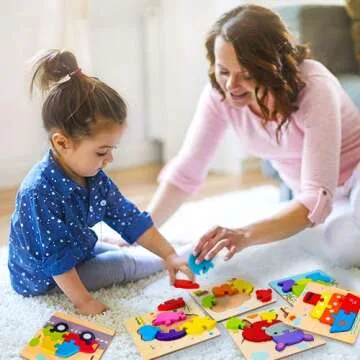 SKYFIELD Wooden Vehicle Puzzles for Toddlers Age 1 to 3