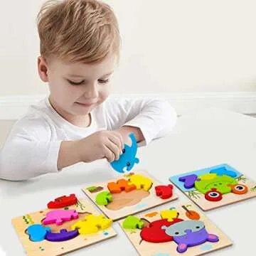 SKYFIELD Wooden Vehicle Puzzles for Toddlers Age 1 to 3