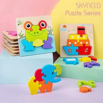 SKYFIELD Wooden Vehicle Puzzles for Toddlers Age 1 to 3