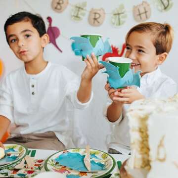 Dinosaur Party Cups and Straws Set for Kids