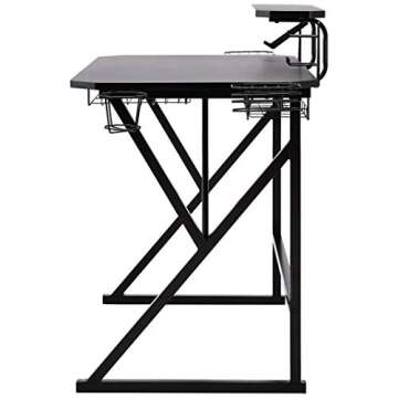 Amazon Basics Rectangular Gaming Computer Desk With Storage For Controller, Headphone & Speaker, Black, 23.4" D x 51" W x 35.9" H