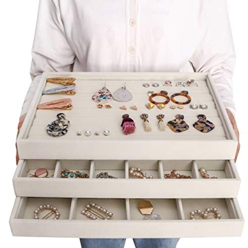 Elegant Velvet Jewelry Organizer Set of 3 for All Jewelry
