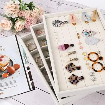 Elegant Velvet Jewelry Organizer Set of 3 for All Jewelry