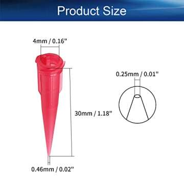 Auniwaig 120PCS Plastic Tapered Pinhead 25 Gauge TT Adhesive Dispensing Tip 1.6mm Tip ID Smoothflow ...