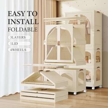 EHAMILY Portable Kids Closet Children's Wardrobe Collapsible Plastic Baby Clothes Large Cabinet Bedroom Nursery Armoire Quick Install Toddler Dresser with Hanging Rod and Door,White