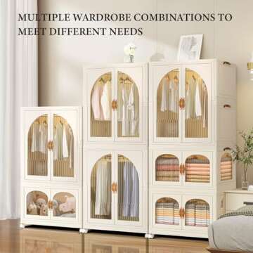 EHAMILY Portable Kids Closet Children's Wardrobe Collapsible Plastic Baby Clothes Large Cabinet Bedroom Nursery Armoire Quick Install Toddler Dresser with Hanging Rod and Door,White