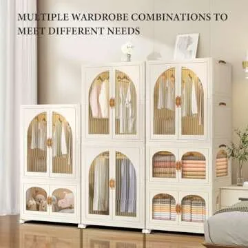 EHAMILY Portable Kids Closet Children's Wardrobe Collapsible Plastic Baby Clothes Large Cabinet Bedroom Nursery Armoire Quick Install Toddler Dresser with Hanging Rod and Door,White
