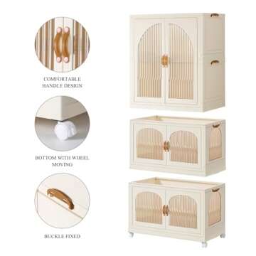 EHAMILY Portable Kids Closet Children's Wardrobe Collapsible Plastic Baby Clothes Large Cabinet Bedroom Nursery Armoire Quick Install Toddler Dresser with Hanging Rod and Door,White