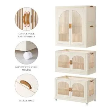 EHAMILY Portable Kids Closet Children's Wardrobe Collapsible Plastic Baby Clothes Large Cabinet Bedroom Nursery Armoire Quick Install Toddler Dresser with Hanging Rod and Door,White