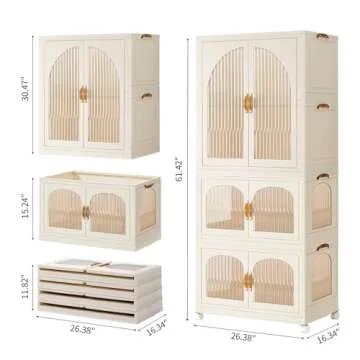 EHAMILY Portable Kids Closet Children's Wardrobe Collapsible Plastic Baby Clothes Large Cabinet Bedroom Nursery Armoire Quick Install Toddler Dresser with Hanging Rod and Door,White