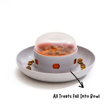 The UFO Interactive Push Button Food Treat Dispenser Bowl for Dogs and Puppy for Fun Slow Feeding Puzzle Feeder