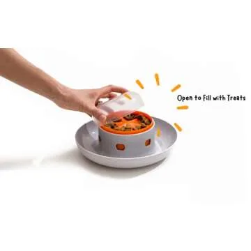 The UFO Interactive Push Button Food Treat Dispenser Bowl for Dogs and Puppy for Fun Slow Feeding Puzzle Feeder