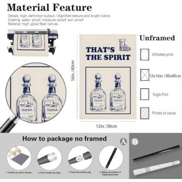Hwetui Vintage Tequila Canvas Poster Blue Cocktail Art