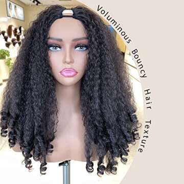 New Afro Curly V Part Wig Synthetic Braided Hair Texture with Unique Bouncy Curls in the End 20 Inch...