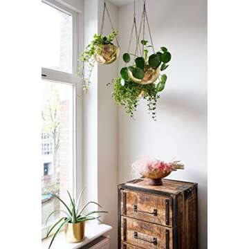 Boho Chic Gold Hanging Planters - Set of 3 Decor