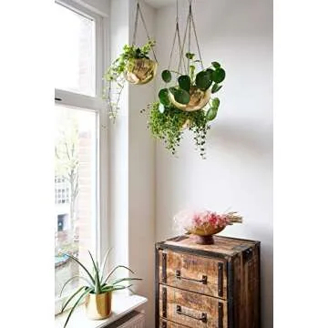 Boho Chic Gold Hanging Planters - Set of 3 Decor