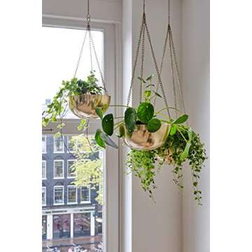 Boho Chic Gold Hanging Planters - Set of 3 Decor