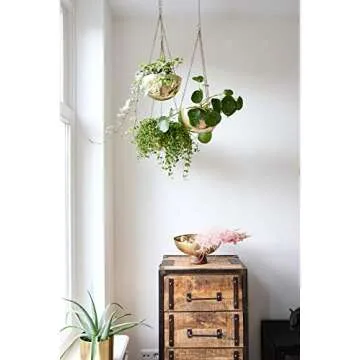 Boho Chic Gold Hanging Planters - Set of 3 Decor