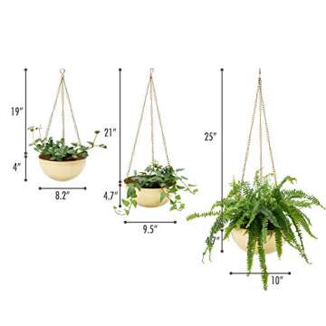 Boho Chic Gold Hanging Planters - Set of 3 Decor