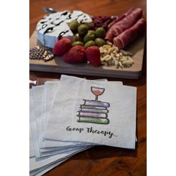 30 Pk, "Group Therapy" Cocktail 3-Ply Paper Party Napkins for Book Club, Wine Night, Womens Group, Galentine's Day or Girls Night