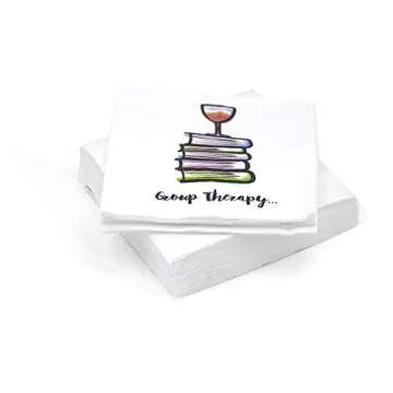 30 Pk, "Group Therapy" Cocktail 3-Ply Paper Party Napkins for Book Club, Wine Night, Womens Group, Galentine's Day or Girls Night
