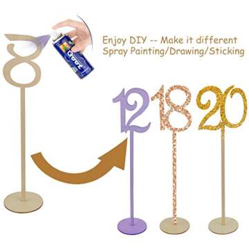 20pcs Table Numbers, Jmkcoz 1 to 20 Wood Wedding Table Numbers with Sturdy Holder Base for Party Home Decoration Vintage Birthday Event Banquet Anniversary Decor Natural Wooden Catering Reception