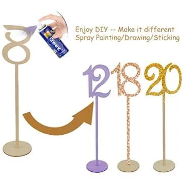 20pcs Table Numbers, Jmkcoz 1 to 20 Wood Wedding Table Numbers with Sturdy Holder Base for Party Home Decoration Vintage Birthday Event Banquet Anniversary Decor Natural Wooden Catering Reception