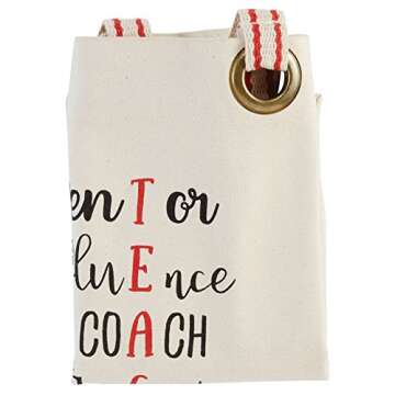 Mud Pie Teacher Mentor Tote Bag, One Size, Off White