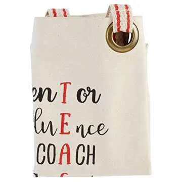 Mud Pie Teacher Mentor Tote Bag, One Size, Off White