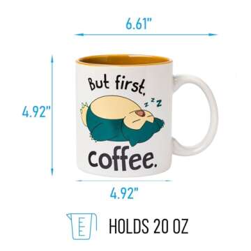 Silver Buffalo Pokemon Snorlax But First Coffee Ceramic Mug, 20 Ounces
