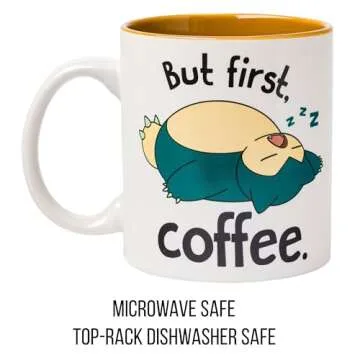 Silver Buffalo Pokemon Snorlax But First Coffee Ceramic Mug, 20 Ounces