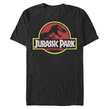 Jurassic Park Logo Men's T-Shirt, Black, Large