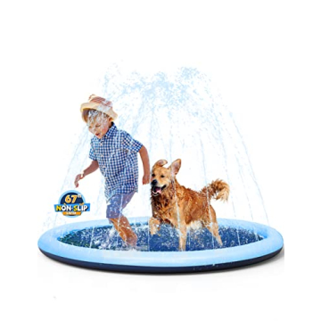 VISTOP Non-Slip Splash Pad for Kids and Dog, Thicken Sprinkler Pool Summer Outdoor Water Toys - Fun ...