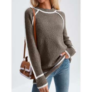LILLUSORY Women's Chunky Oversized Sweaters Pullover Knit Trendy Outfits Color Block 2024 Winter Clo...