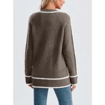 LILLUSORY Women's Chunky Oversized Sweaters Pullover Knit Trendy Outfits Color Block 2024 Winter Clothes Nutmeg M