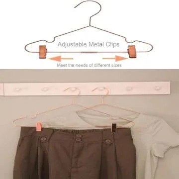 10Pack Koobay 16.5" Metal Hook Wire Rose Gold Copper Hangers with Clips Clothes Stroage Coat Hangers