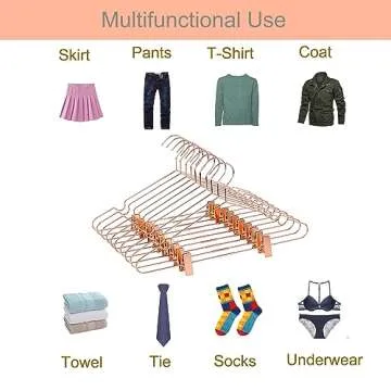 10Pack Koobay 16.5" Metal Hook Wire Rose Gold Copper Hangers with Clips Clothes Stroage Coat Hangers