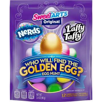 Wonka Egg Hunt with a Golden Egg, Candy-filled Easter Egg, 3.4 Ounce (12 count)