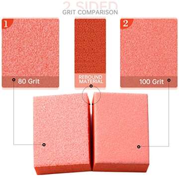 Maryton Mini Nail Buffer Blocks - 80/100 Grit Professional Salon Orange Buffers - Buff Nails Prior t...