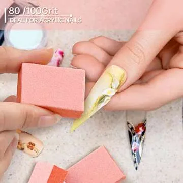 Maryton Mini Nail Buffer Blocks - 80/100 Grit Professional Salon Orange Buffers - Buff Nails Prior to Application of Gel Polish, Acrylic, 50 Count