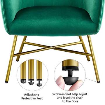 Yaheetech Living Room Chair, Modern Accent Chair, Soft Velvet Barrel Chair with Golden Metal Legs and Soft Padded for Living Room/Bedroom/Makeup Room/Study/Waiting Room, Green