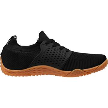 WHITIN Women's Low Zero Drop Shoes Minimalist Barefoot Trail Running Camping Size 9-9.5 Wide Toe Box Lady Workout Sneaker Lightweight Black/Gum 40
