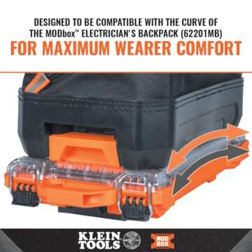 Klein Tools 54812MB MODBox Compact Storage Box, Parts Organizer, Toolbox Connects to MODBox Modular System, Backpack, Tote and Tool Bag