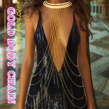 Nicute Gold Body Chain Layered Bra Chain Tassel Shoulder Chain Egyptian Body Jewelry for Women