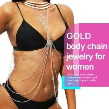 Nicute Gold Body Chain Layered Bra Chain Tassel Shoulder Chain Egyptian Body Jewelry for Women