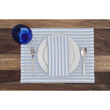 Luxury Pure Linen Placemat Set – Amalfi Stripe Design