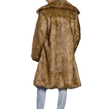 Lisa Colly Men's Fluffy Faux Fur Coat Winter Long Jacket Overcoat Parka Outwear (Light camel,3X-Larg...
